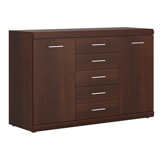 Photo of Impro wooden sideboard in dark mahogany with 2 doors 5 drawers