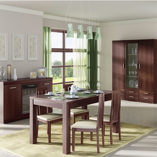 Impro Wooden Sideboard With 3 Doors In Dark Mahogany