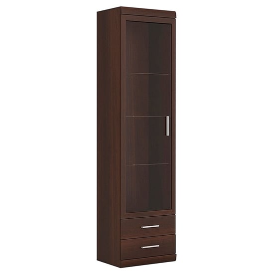 Product photograph of Impro 1 Door 2 Drawers Display Cabinet In Dark Mahogany from Furniture in Fashion