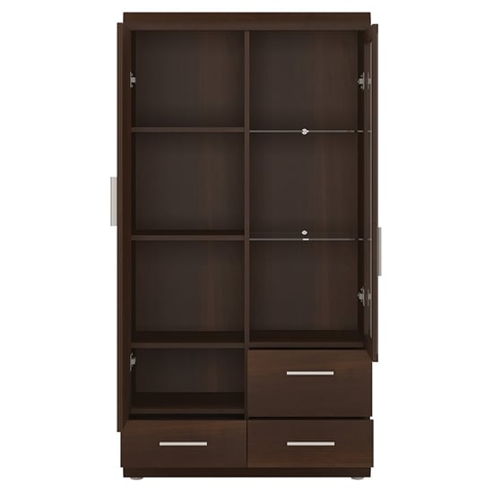 Impro Wooden Display Cabinet With 2 Doors In Dark Mahogany