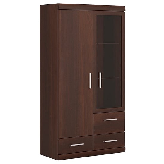 Product photograph of Impro Glazed 2 Doors 3 Drawers Display Cabinet In Dark Mahogany from Furniture in Fashion