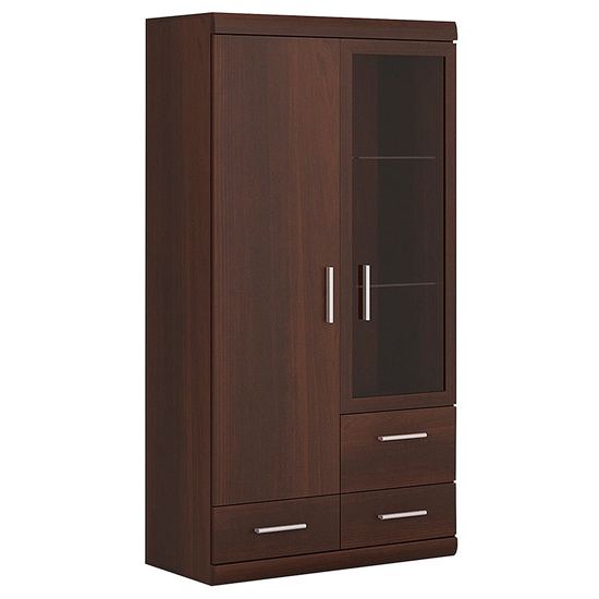 Photo of Impro glazed 2 doors 3 drawers display cabinet in dark mahogany