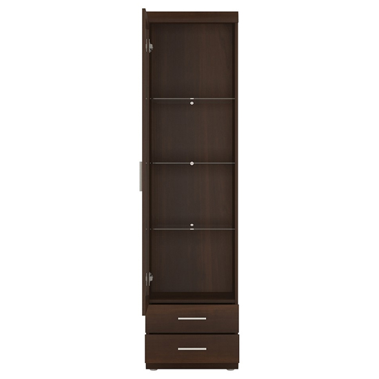 Impro LED Tall Wooden Display Cabinet In Dark Mahogany
