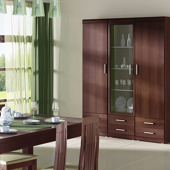 Impro Wooden Storage Cabinet With 2 Drawers In Dark Mahogany
