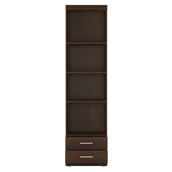Impro Wooden Narrow 2 Drawers Shelving Unit In Dark Mahogany