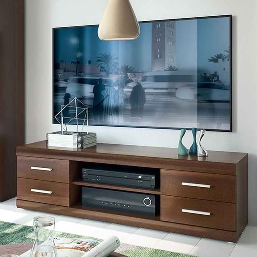 Impro Wide Wooden TV Stand with 4 Drawers in Dark Mahogany Melamine