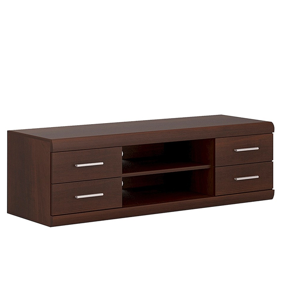 Impro Wooden 4 Drawers 1 Shelf TV Stand In Dark Mahogany Furniture in