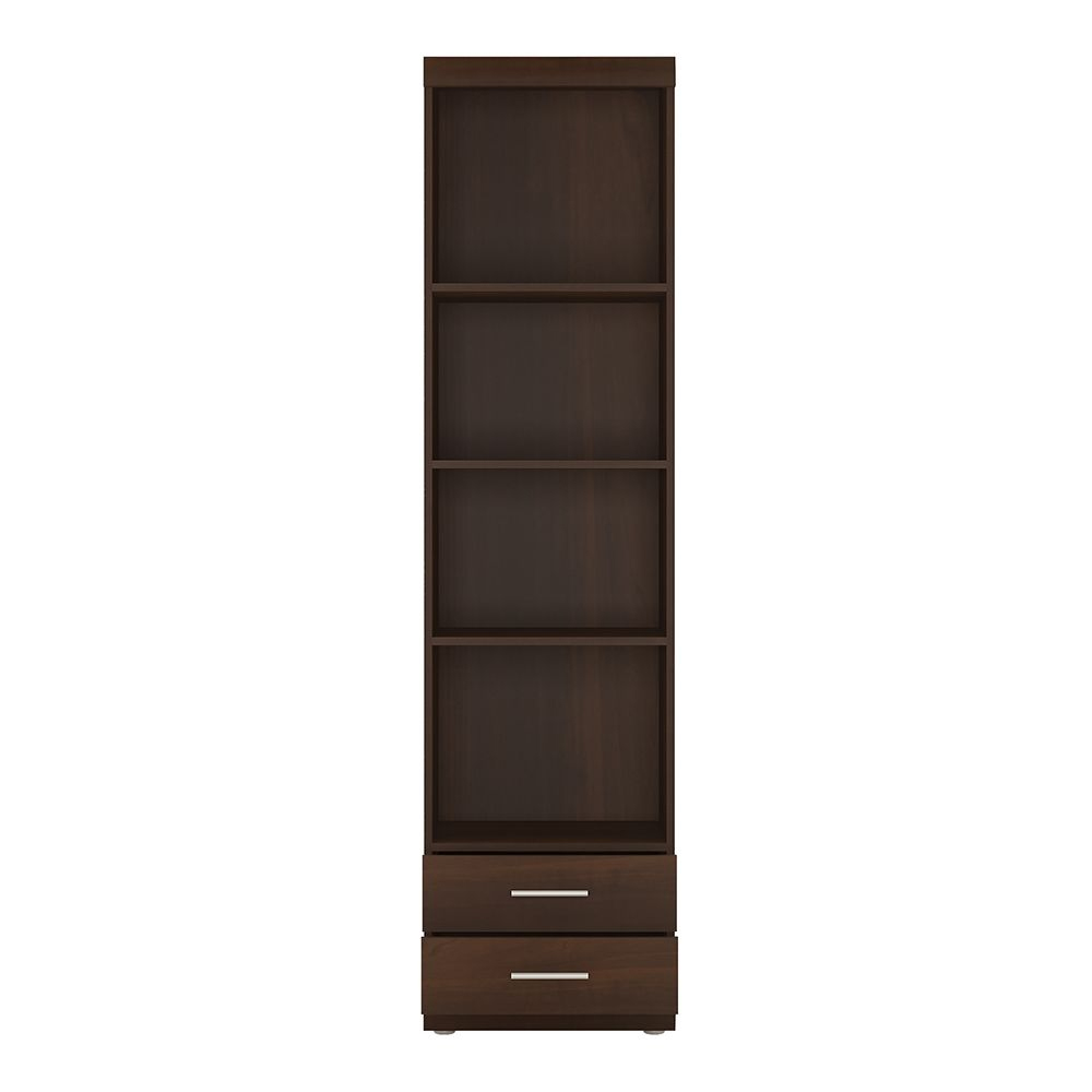 Impro Wooden Bookcase With 2 Drawers In Dark Mahogany
