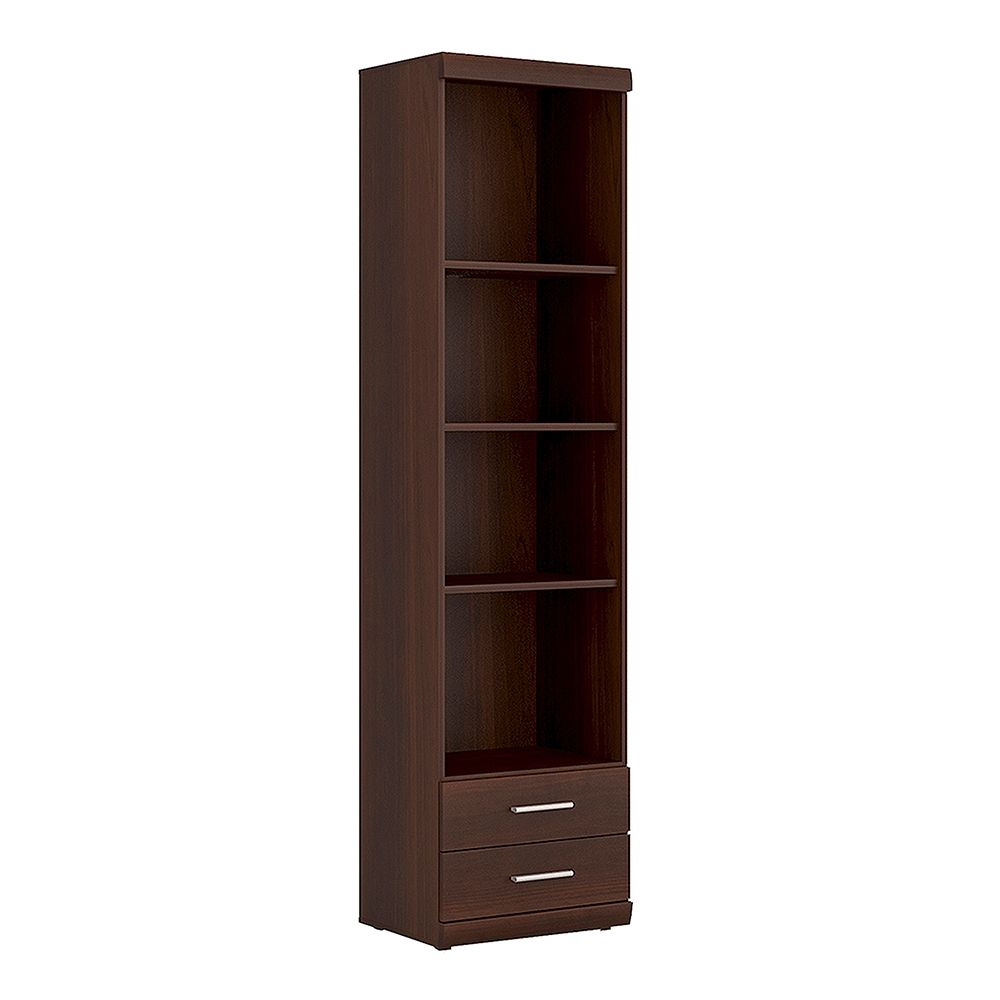 Read more about Impro wooden bookcase with 2 drawers in dark mahogany