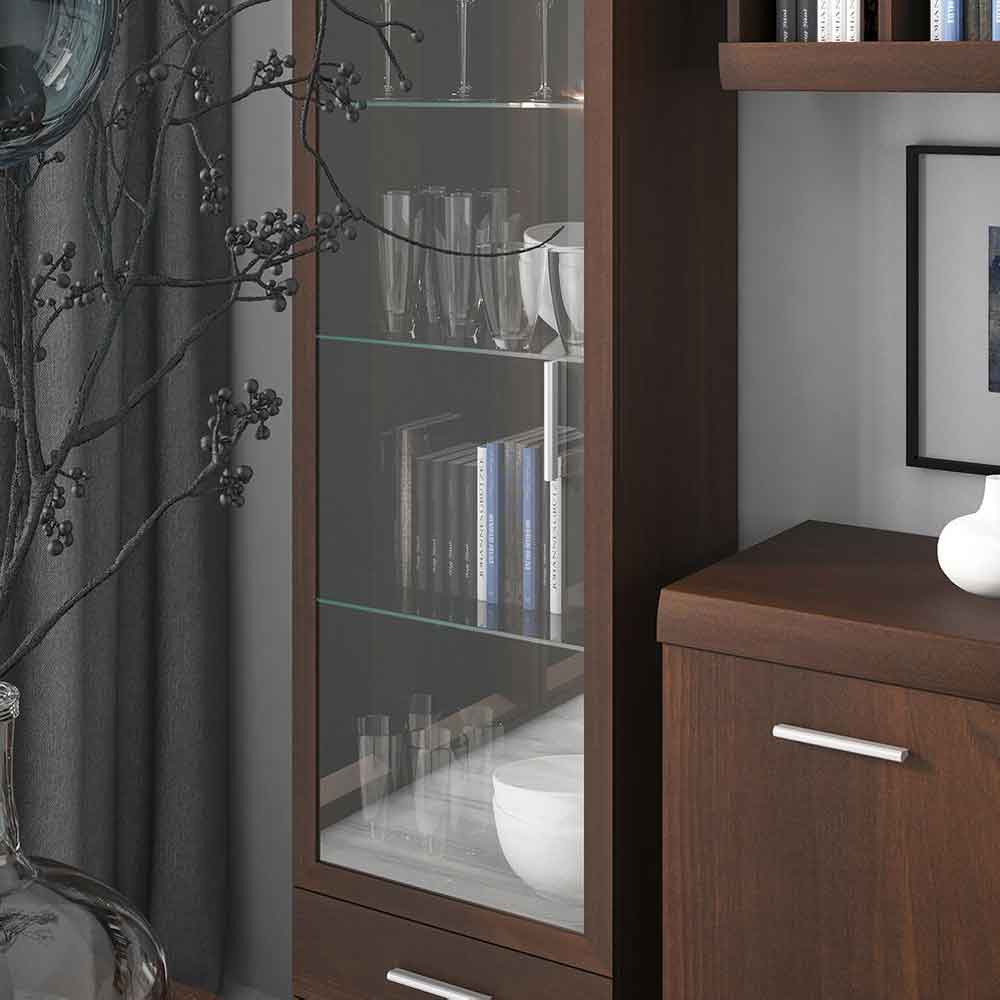 Impro Wooden Display Cabinet With 1 Door In Dark Mahogany