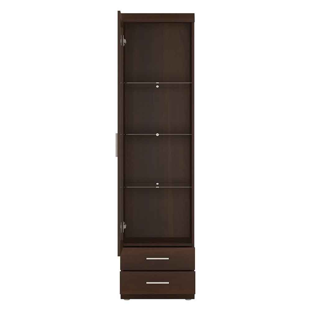 Impro Wooden Display Cabinet With 1 Door In Dark Mahogany