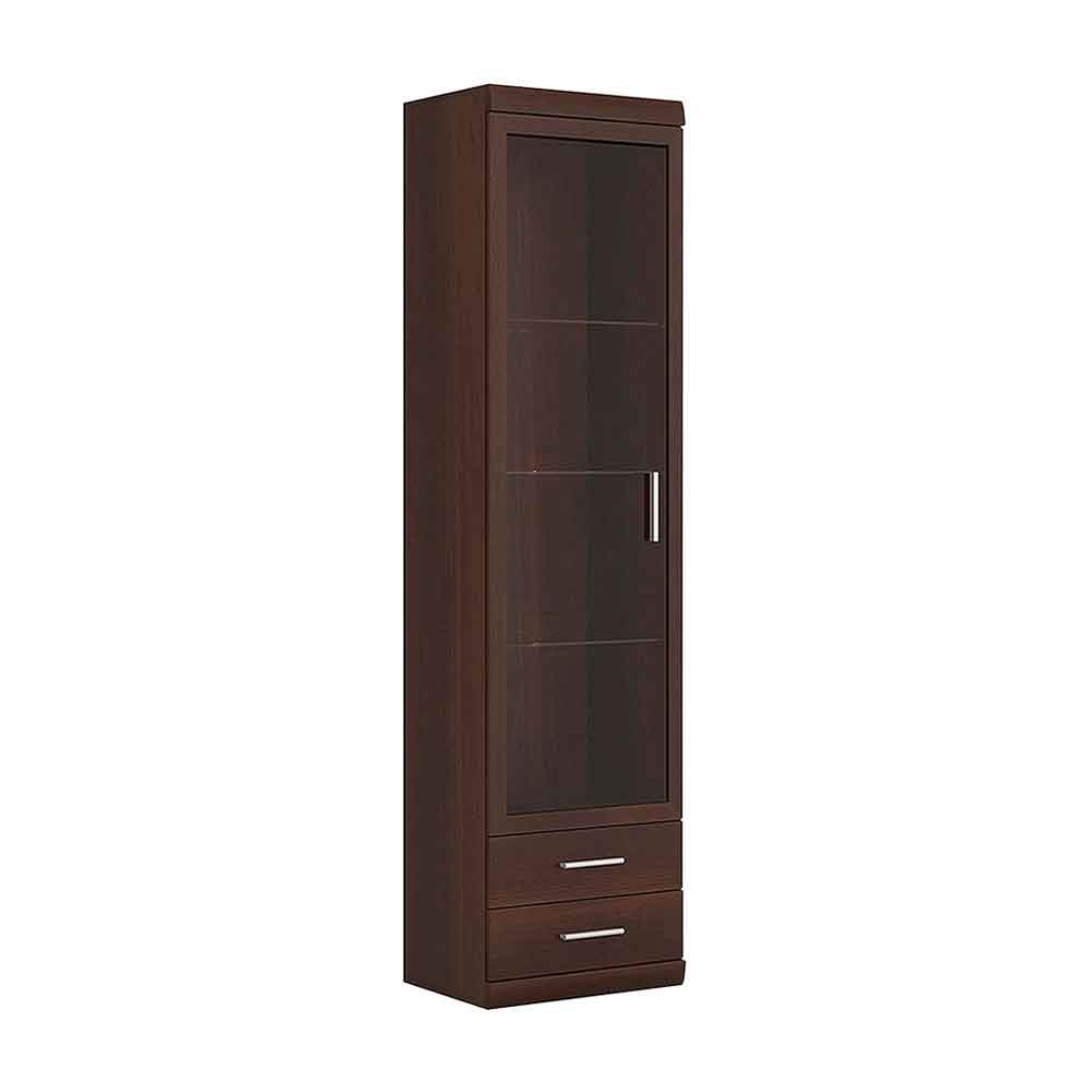 Impro Wooden Display Cabinet With 1 Door In Dark Mahogany