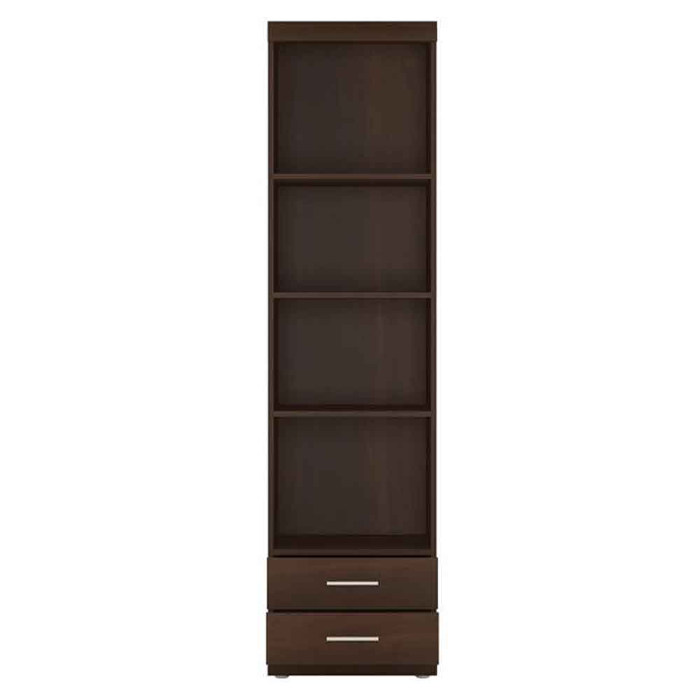 Impro Wooden Bookcase With 2 Drawers In Dark Mahogany