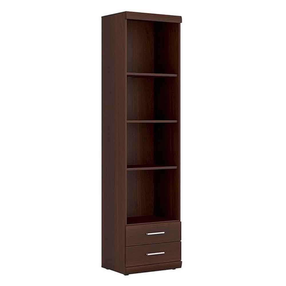 Impro Wooden Bookcase With 2 Drawers In Dark Mahogany