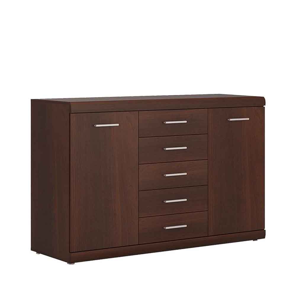 Impro Wooden Sideboard With 2 Doors 5 Drawers In Dark Mahogany