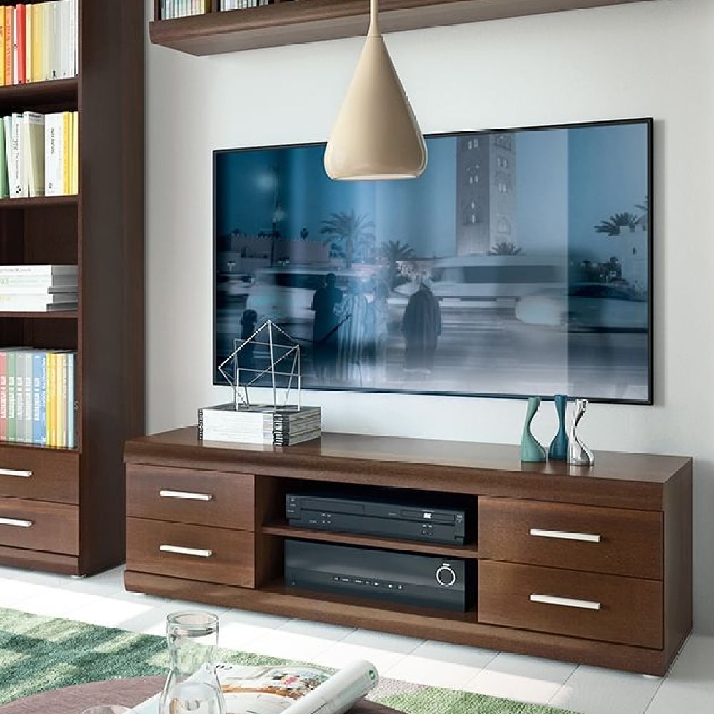 Read more about Impro wooden tv stand with 4 drawers in dark mahogany