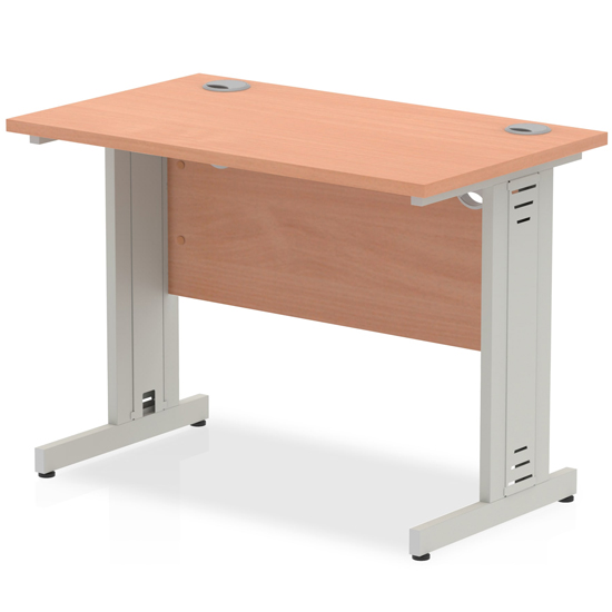 Impulse 600mm Computer Desk In Beech And Silver Managed Leg Furniture in Fashion