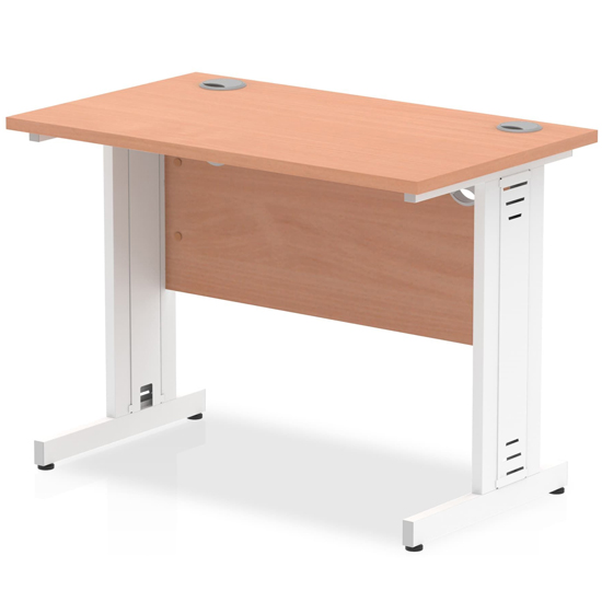 Impulse 600mm Computer Desk In Beech And White Managed Leg