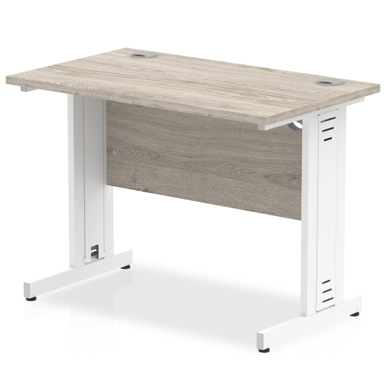 Impulse 600mm Computer Desk In Grey And White Managed Leg