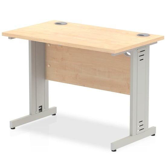 Impulse 600mm Computer Desk In Maple And Silver Managed Leg