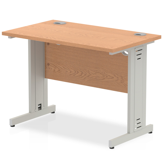 Read more about Impulse 600mm computer desk in oak and silver managed leg