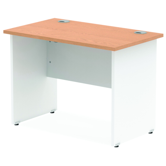 Read more about Impulse 600mm computer desk in oak and white panel end leg