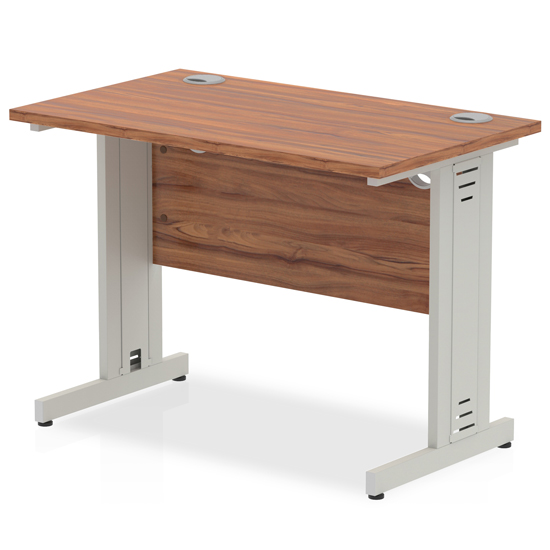 Read more about Impulse 600mm computer desk in walnut and silver managed leg