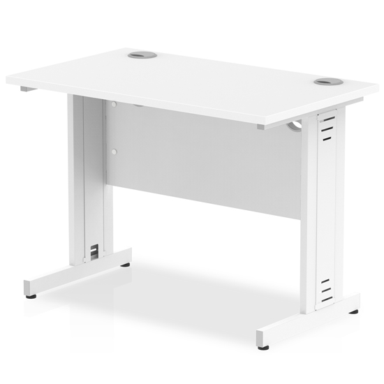 Read more about Impulse 600mm computer desk in white and white managed leg