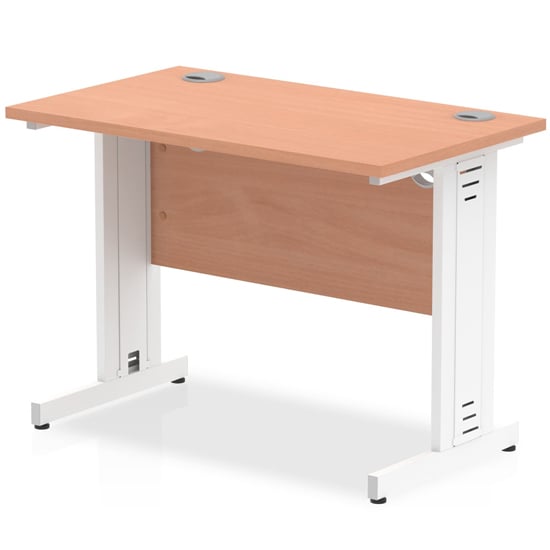 Impulse 800mm Computer Desk In Beech And White Managed Leg