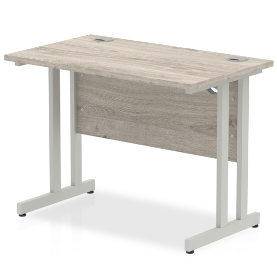 Read more about Impulse 800mm computer desk in grey and silver cantilever leg