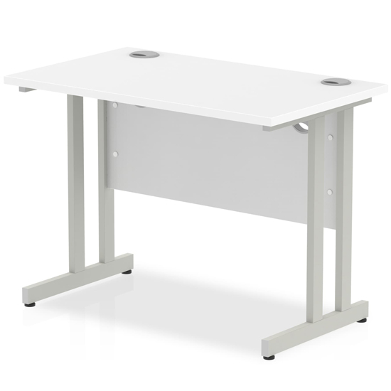 Read more about Impulse 800mm computer desk in white and silver cantilever leg