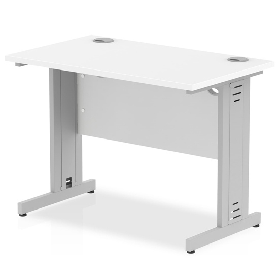 Impulse 800mm Computer Desk In White And Silver Managed Leg
