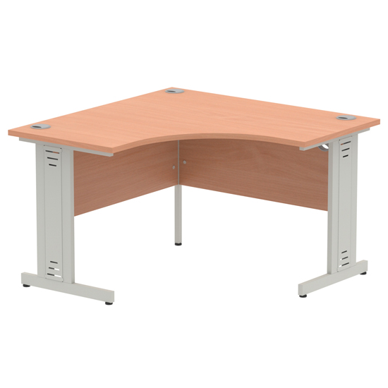 Impulse Corner Computer Desk In Beech And Silver Managed Leg Furniture in Fashion
