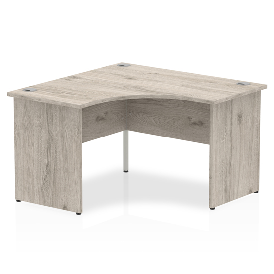Impulse Corner Computer Desk In Grey Oak With Panel End Leg Furniture