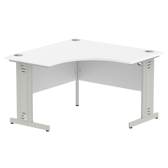 Impulse Corner Computer Desk In White And Silver Managed Leg