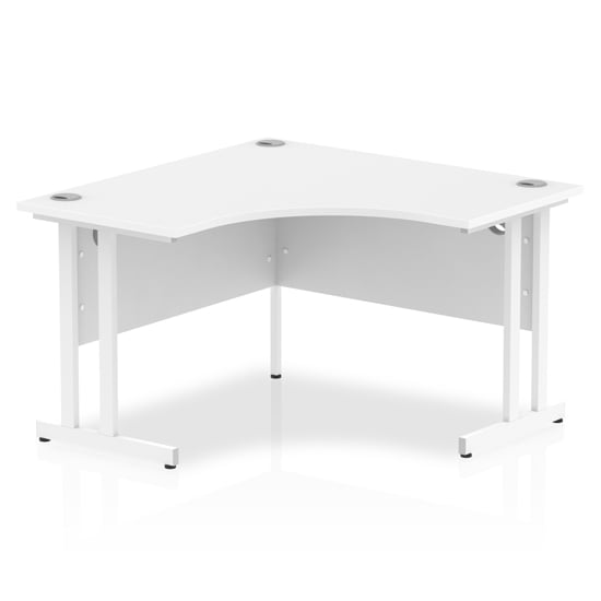 Impulse Corner Computer Desk In White And White Cantilever Leg