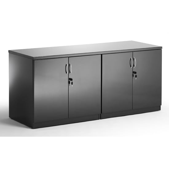 Impulse High Gloss Credenza Twin Storage Cupboard In Black_1