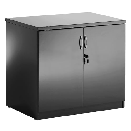 Impulse High Gloss Storage Cupboard In Black