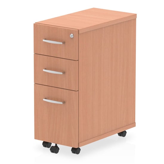 Product photograph of Impulse Narrow Wooden 3 Drawers Office Pedestal In Beech from Furniture in Fashion