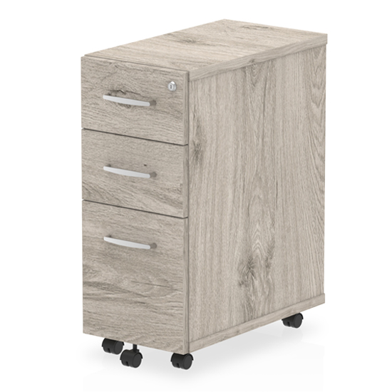Read more about Impulse narrow wooden 3 drawers office pedestal in grey oak