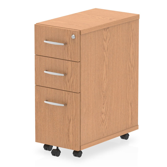 Read more about Impulse narrow wooden 3 drawers office pedestal in oak