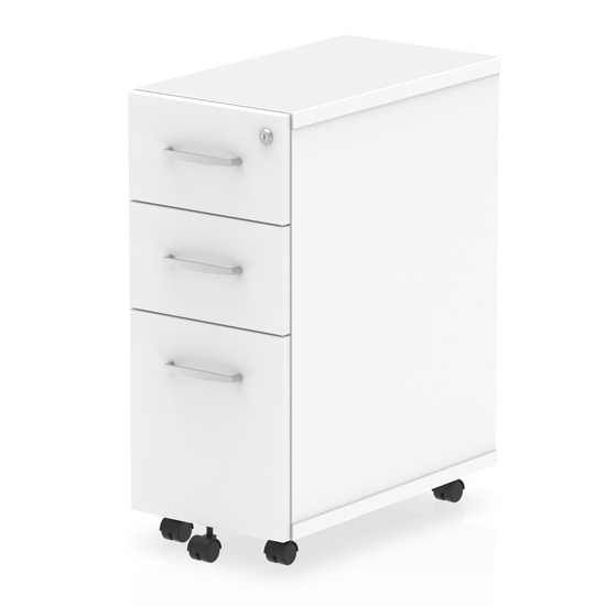 Read more about Impulse narrow wooden 3 drawers office pedestal in white