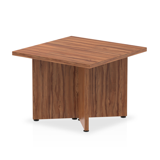 Read more about Impulse square wooden coffee table in walnut with arrowhead leg