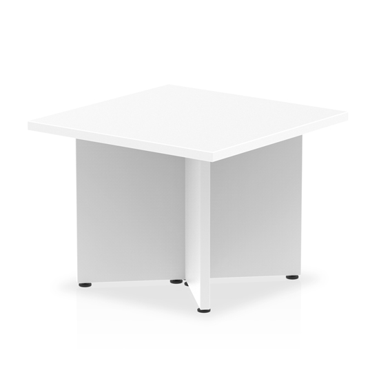 Read more about Impulse square wooden coffee table in white with arrowhead leg