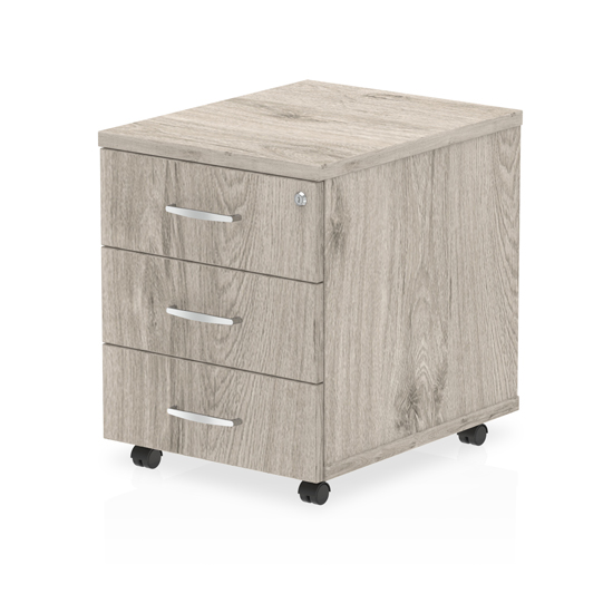 Read more about Impulse wooden 3 drawers mobile pedestal in grey oak