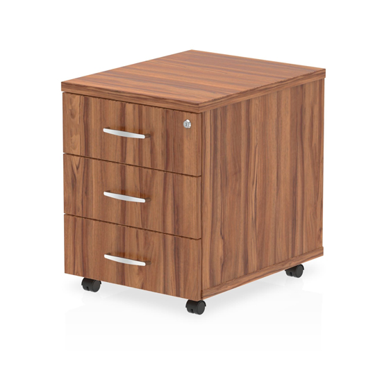 Impulse Wooden 3 Drawers Mobile Pedestal In Walnut Furniture in Fashion