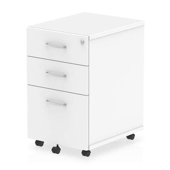 Impulse Wooden 3 Drawers Office Pedestal In White Furniture