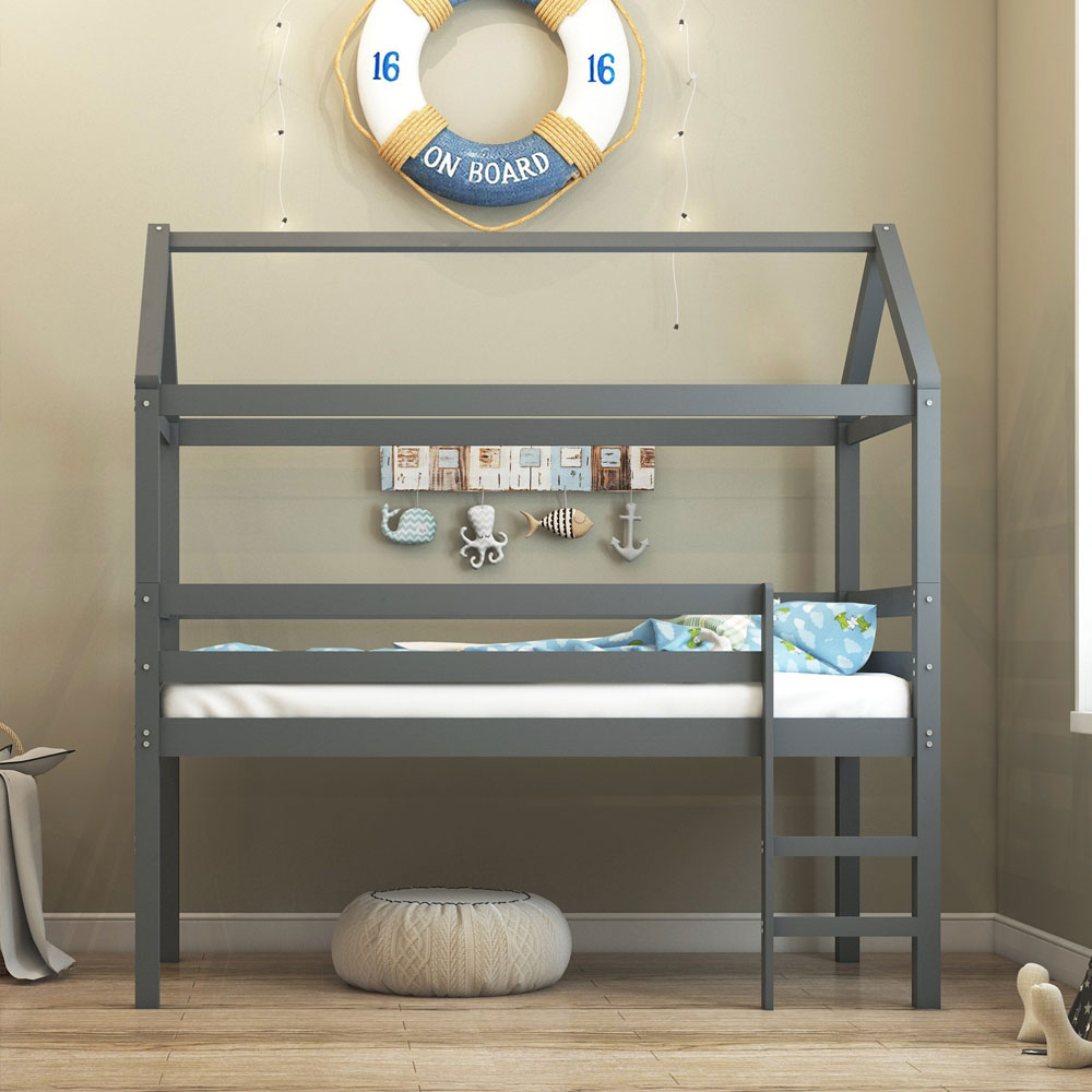 Imtrel Wooden Canopy Children Bed in Grey