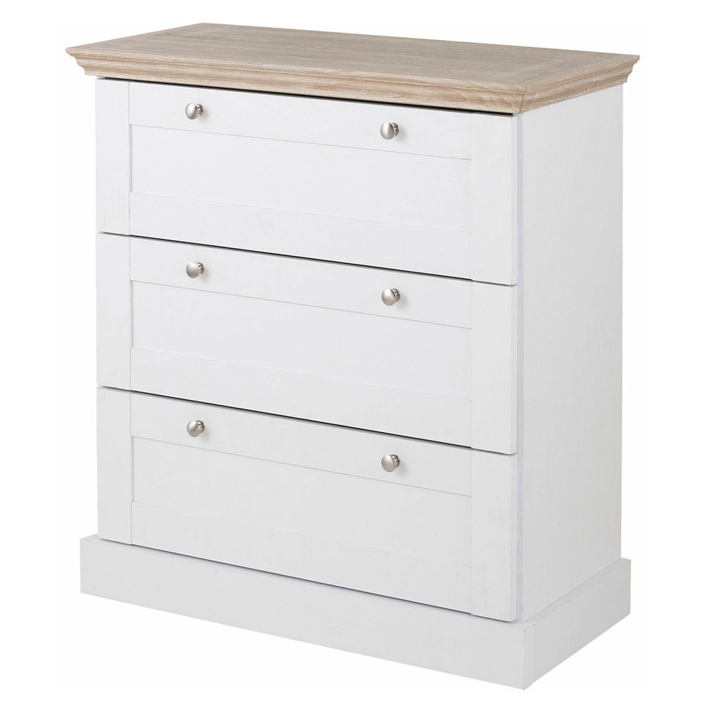 Imvaro Wooden Chest Of 3 Drawers in White and Oak