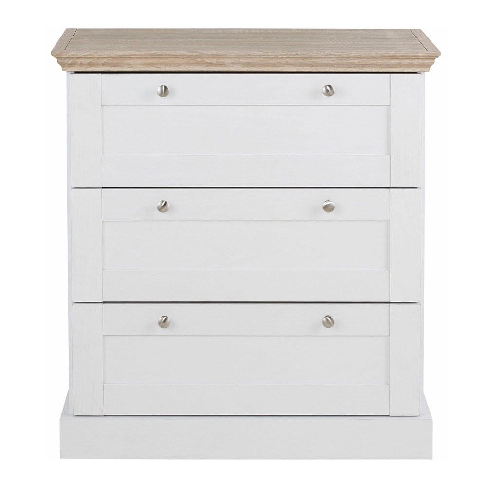 Imvaro Wooden Chest Of 3 Drawers in White and Oak